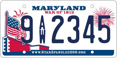 MD license plate 9AW2345