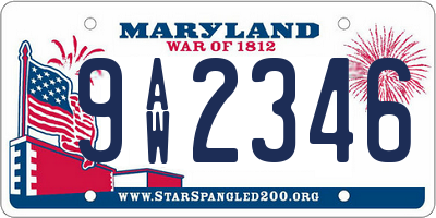 MD license plate 9AW2346