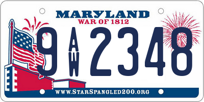 MD license plate 9AW2348