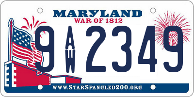 MD license plate 9AW2349