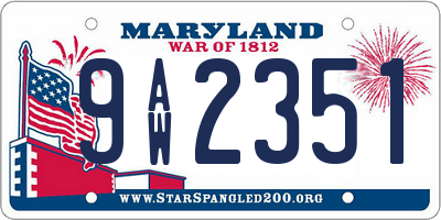 MD license plate 9AW2351