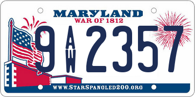 MD license plate 9AW2357