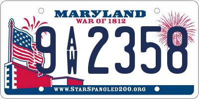 MD license plate 9AW2358