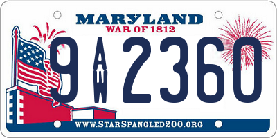 MD license plate 9AW2360