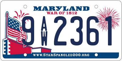 MD license plate 9AW2361