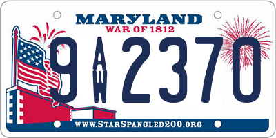 MD license plate 9AW2370