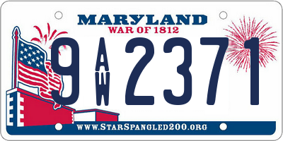 MD license plate 9AW2371