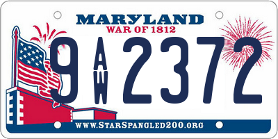 MD license plate 9AW2372