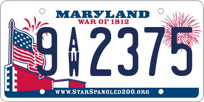 MD license plate 9AW2375