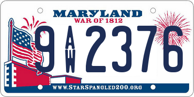 MD license plate 9AW2376
