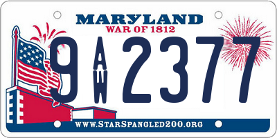 MD license plate 9AW2377