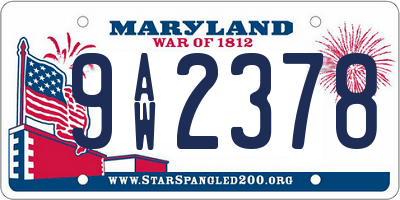 MD license plate 9AW2378