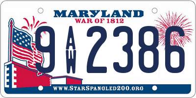 MD license plate 9AW2386