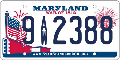 MD license plate 9AW2388