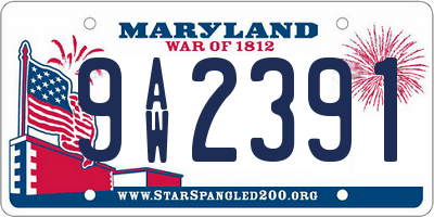 MD license plate 9AW2391