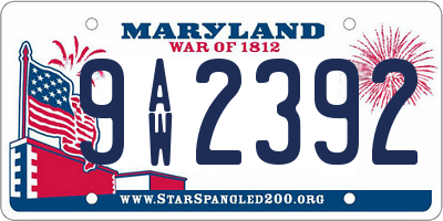 MD license plate 9AW2392