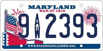 MD license plate 9AW2393