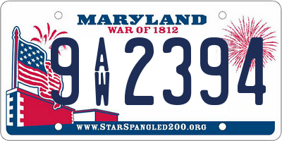 MD license plate 9AW2394