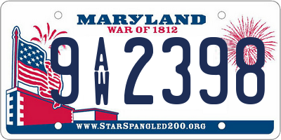 MD license plate 9AW2398