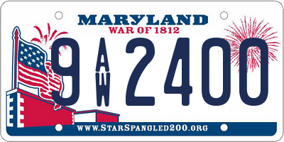 MD license plate 9AW2400