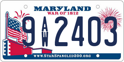 MD license plate 9AW2403