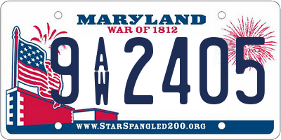 MD license plate 9AW2405