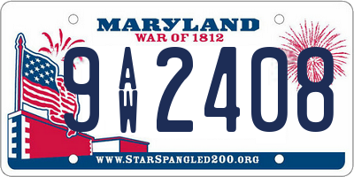 MD license plate 9AW2408