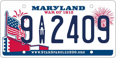 MD license plate 9AW2409