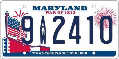 MD license plate 9AW2410