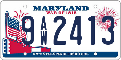 MD license plate 9AW2413
