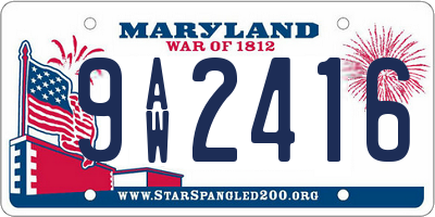 MD license plate 9AW2416