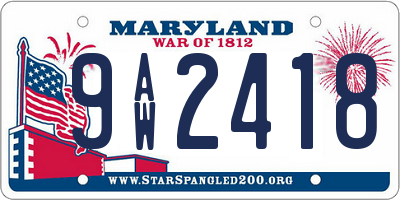 MD license plate 9AW2418