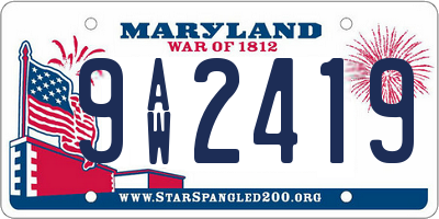 MD license plate 9AW2419
