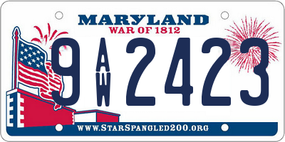 MD license plate 9AW2423