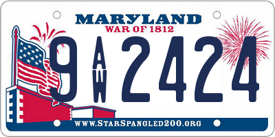 MD license plate 9AW2424
