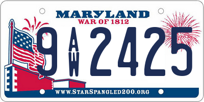 MD license plate 9AW2425