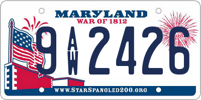 MD license plate 9AW2426