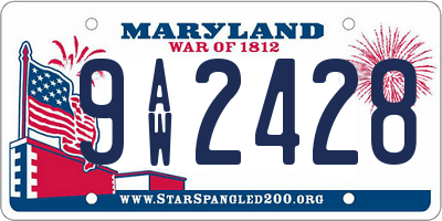 MD license plate 9AW2428