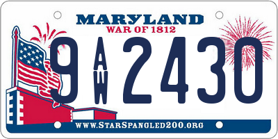 MD license plate 9AW2430