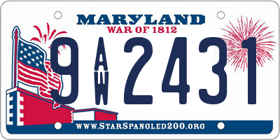 MD license plate 9AW2431