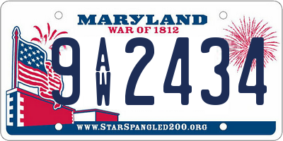 MD license plate 9AW2434