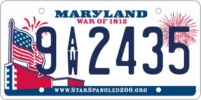 MD license plate 9AW2435