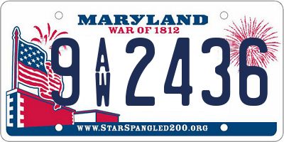 MD license plate 9AW2436