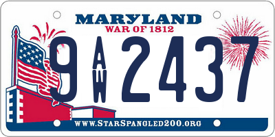 MD license plate 9AW2437
