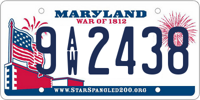 MD license plate 9AW2438
