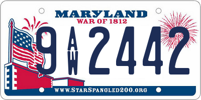 MD license plate 9AW2442