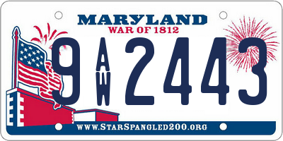 MD license plate 9AW2443