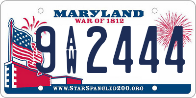 MD license plate 9AW2444