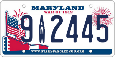 MD license plate 9AW2445