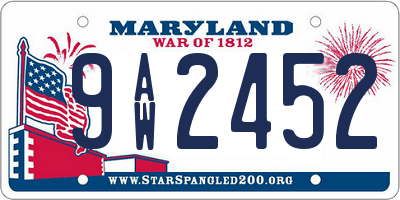 MD license plate 9AW2452